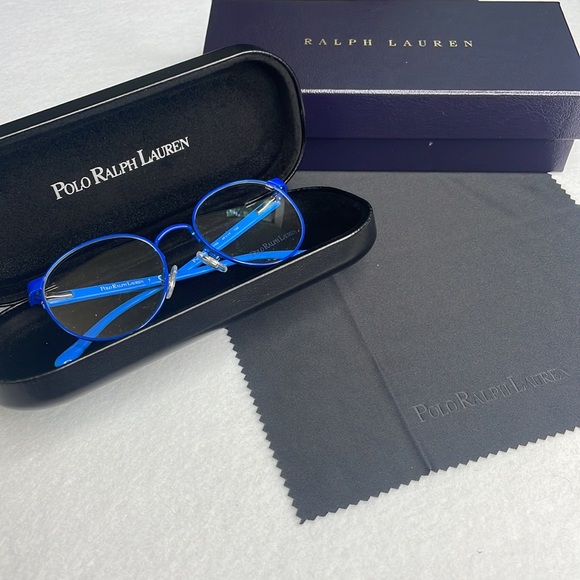 NEW Polo Ralph Lauren Blue Glasses with Case, Box, and Lens Cloth - Picture 2 of 15